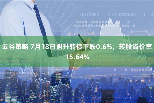 云谷策略 7月18日盟升转债下跌0.6%，转股溢价率15.64%